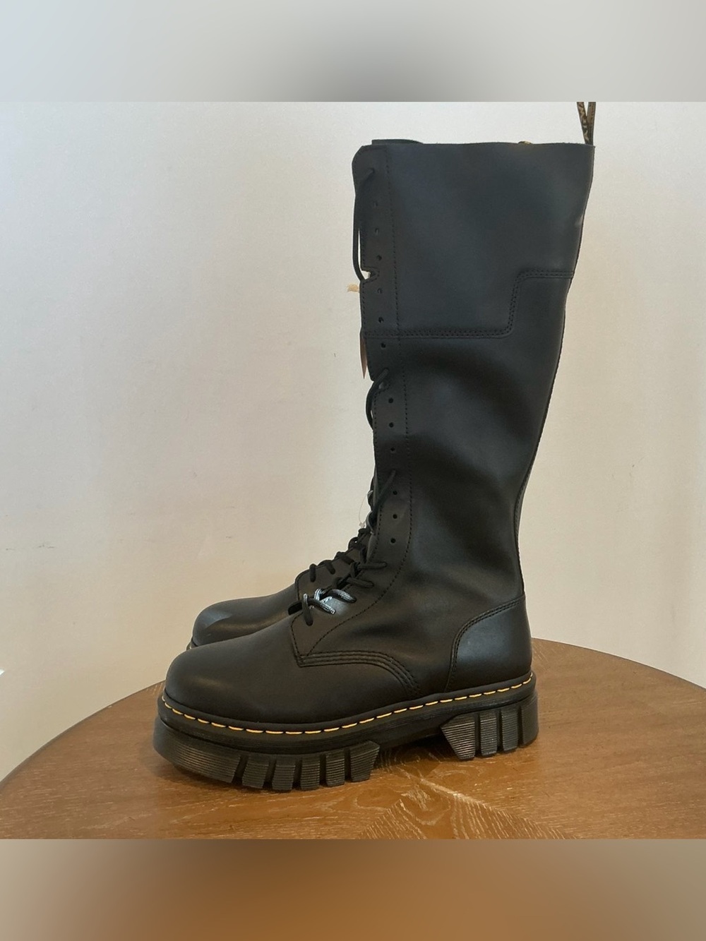 Dr. Martens AUDRICK 20-EYE LEATHER KNEE HIGH PLATFORM BOOTS - Picture 11 of 12